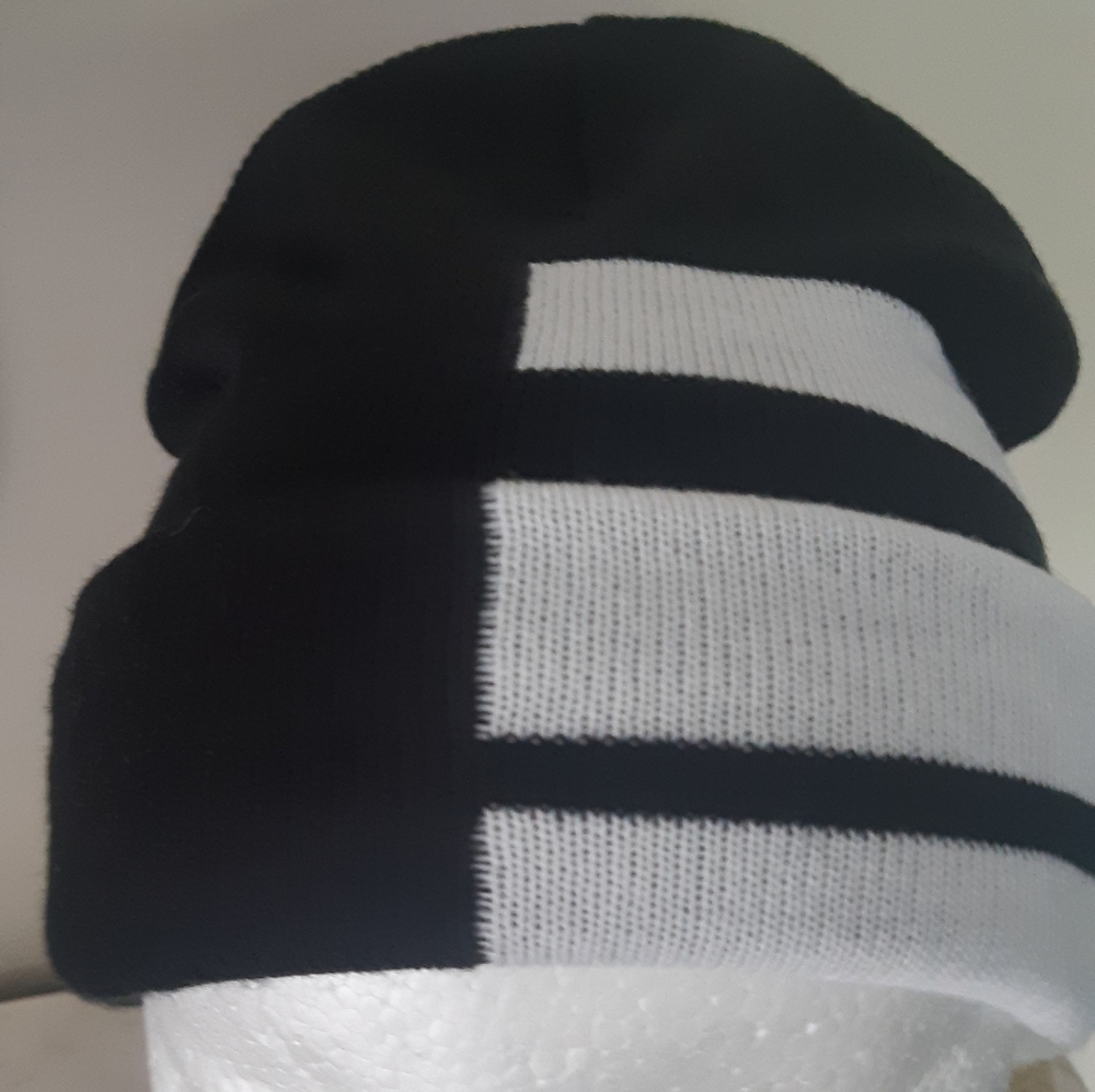 NWOT Anime Character "Death The Kid" Black and White Striped Beanie